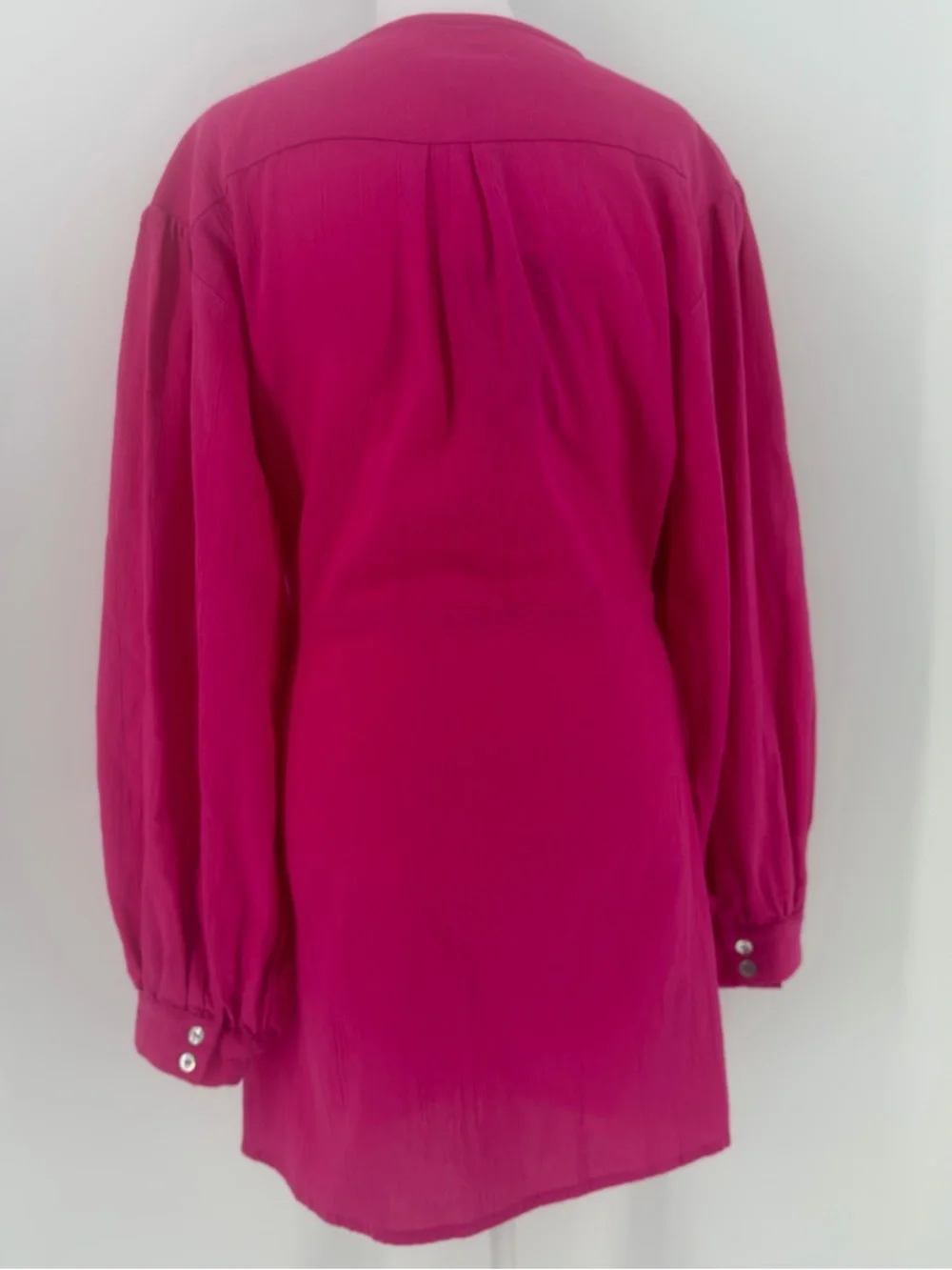NWT ELF Handmade Linen Wrap‎ Dress Magenta Bali Boho Cottagecore M